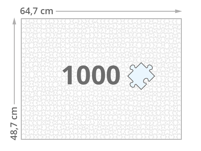 Gelegte Größe der 1000-Teile-Puzzles: ca. 64 x 48 cm