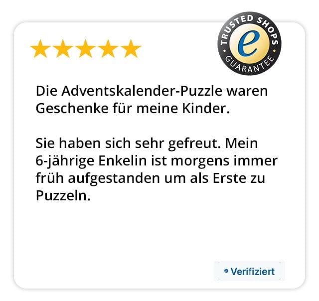 Bewertung Puzzleadventskalender für Kinder