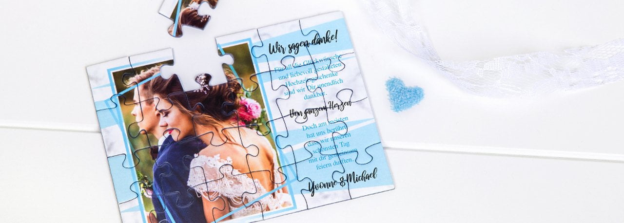 Danksagung zur Hochzeit als Puzzle