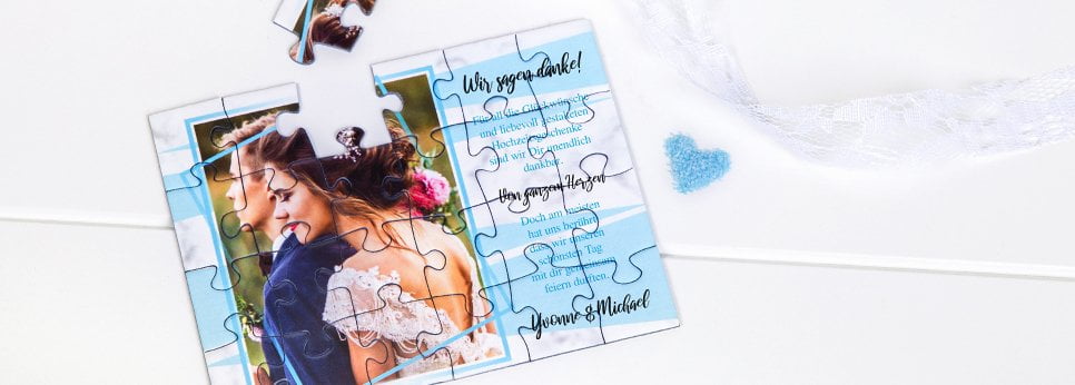 Danksagung zur Hochzeit als Puzzle