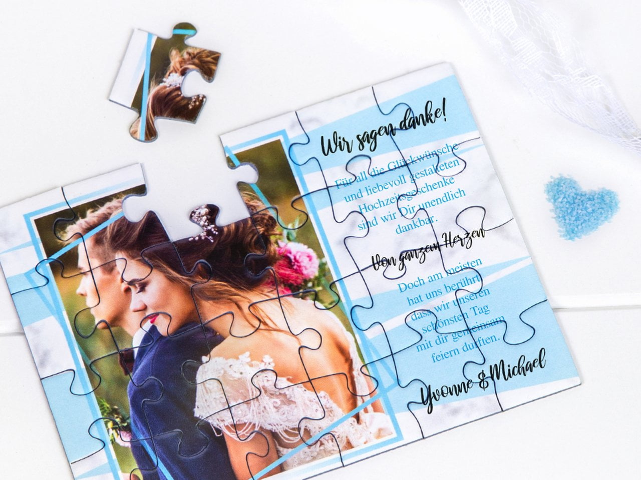 Danksagung zur Hochzeit als Puzzle