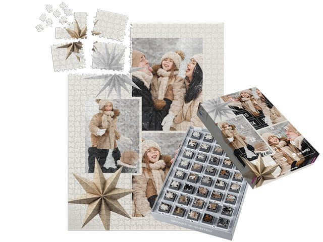 Puzzle-Adventskalender – Schachtel mit Motiv