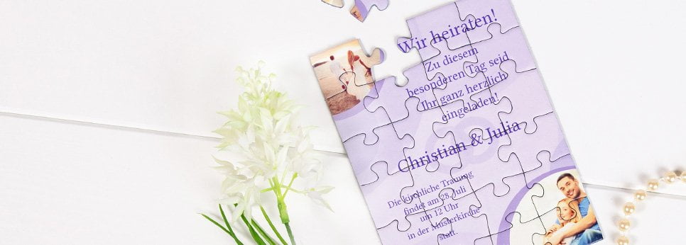 Einladungen zur Hochzeit als Puzzle
