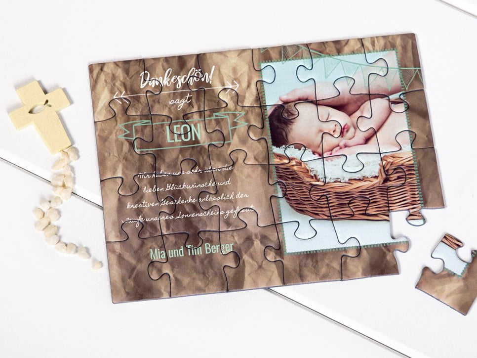 Dankeskarte zur Taufe als Puzzle