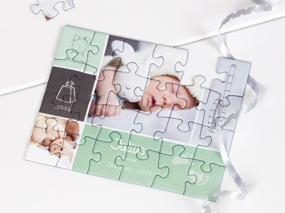 Geburtskarten als Puzzle