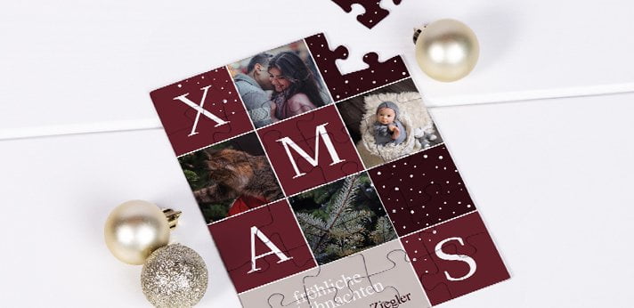 Weihnachtskarten mit Foto als Puzzle