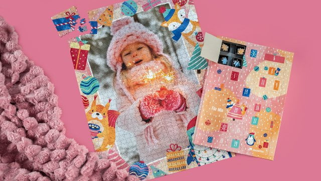 Adventskalender mit Türchen und eigenen Fotos für Kinder